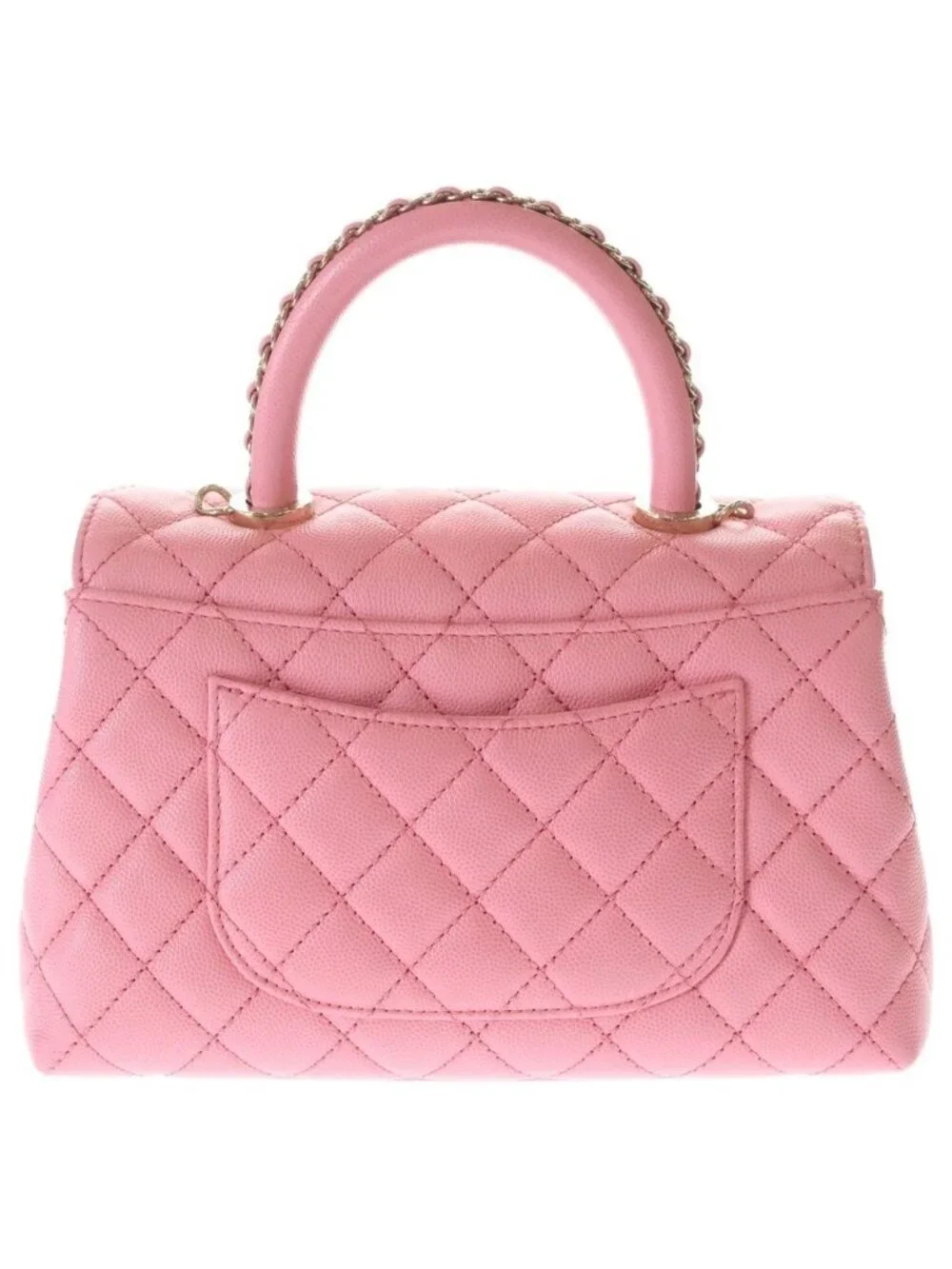 Chanel Quilted Coco Handle 24 2-Way Shoulder Bag Chain Pink Caviar Leather Gold
